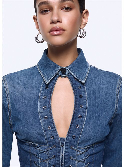 Camicia in denim con stringhe LIU JO | UA6507D0399/79157